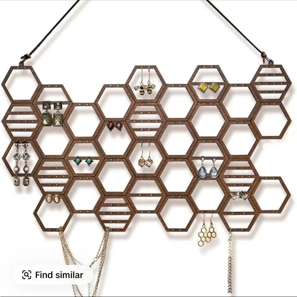 NIB Traditional Hexagonal Wooden Jewelry Organizer